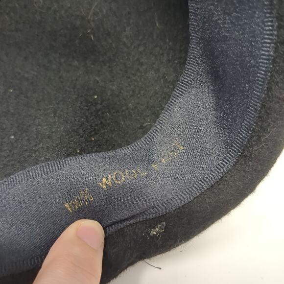 Huckel Bora Super Sima Int Flat Fitted Newsboy Cap Black Small Blank Wool Felt - Picture 11 of 12